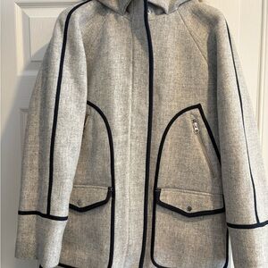 NWT - J. Crew Gray Wool Jacket with Navy Trim. Size 6T.